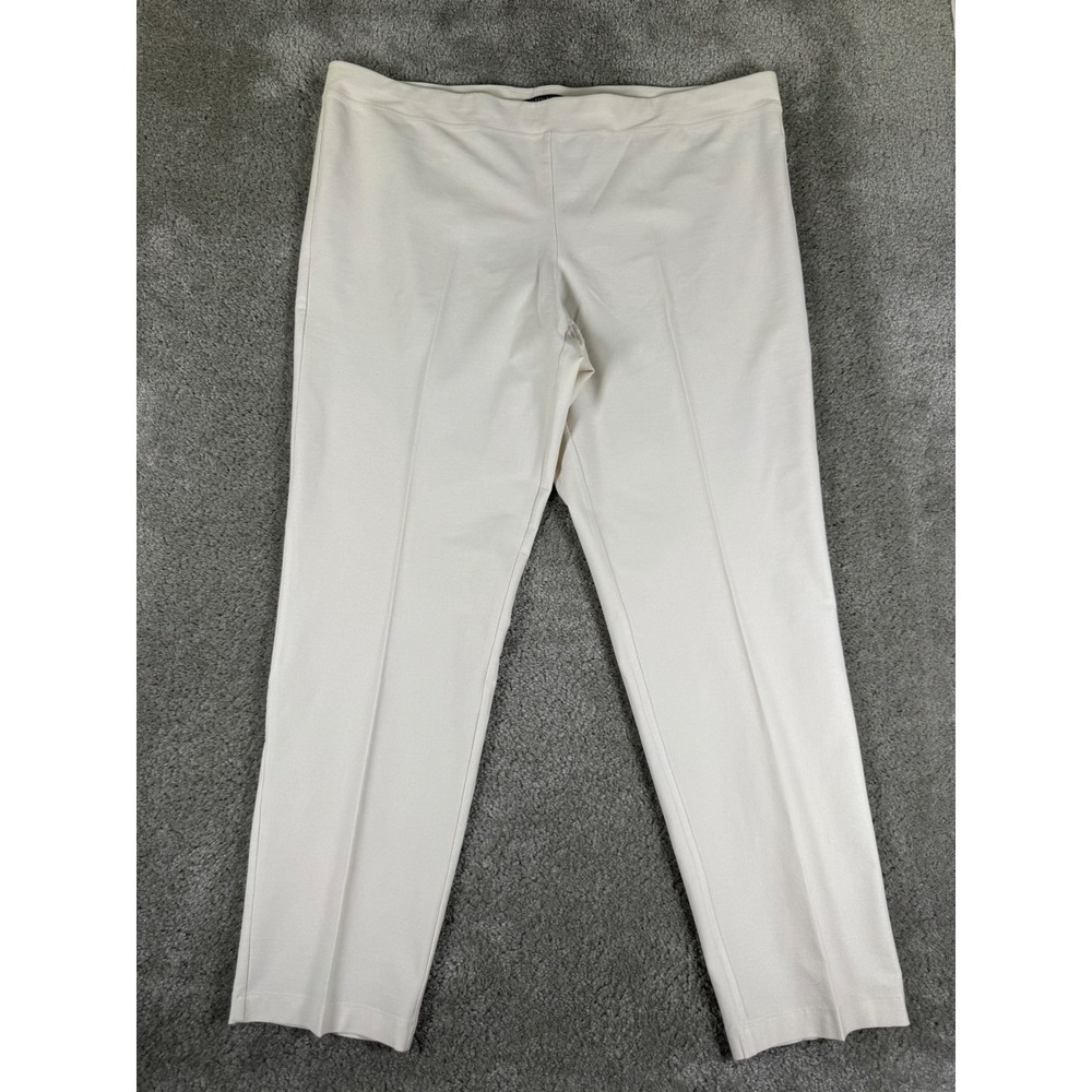 Eileen Fisher Woman Cream Stretch Viscose Pull On Straight Leg Pants 1X 2641